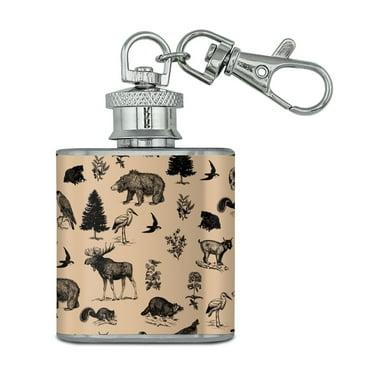 Tropical Sunset Paradise on Woman's Back Stainless Steel 1oz Flask Key Chain Tropical Sunset Paradise on Woman's Back Stainless Steel 1oz Flask Key Chain